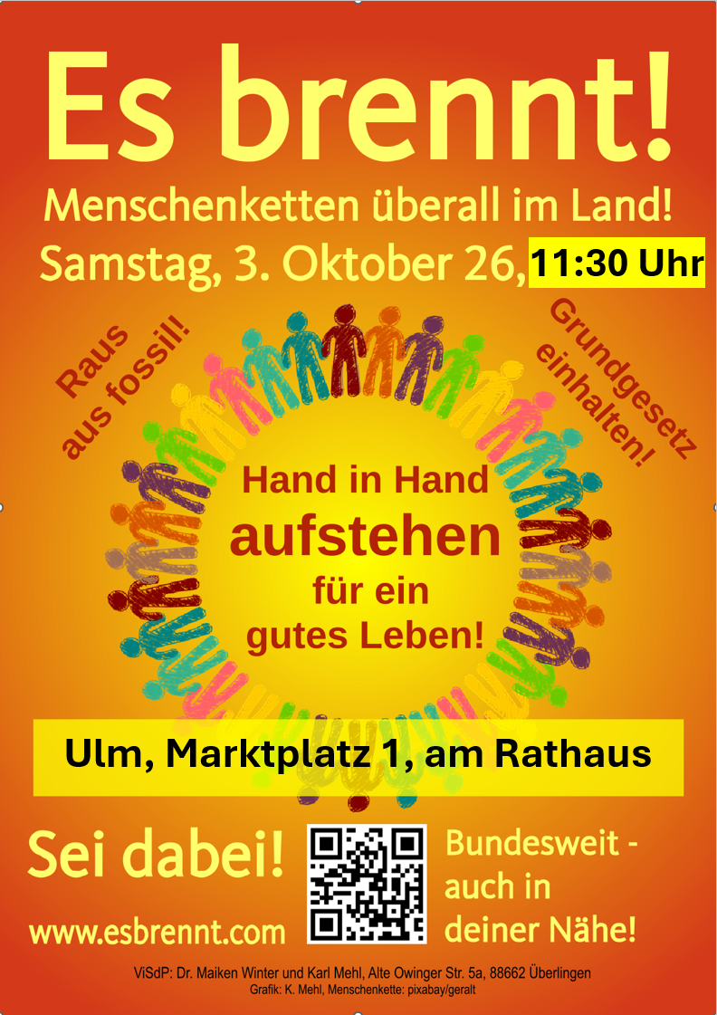 Es brennt! – Menschenkette für Demokratie und ein gutes Leben